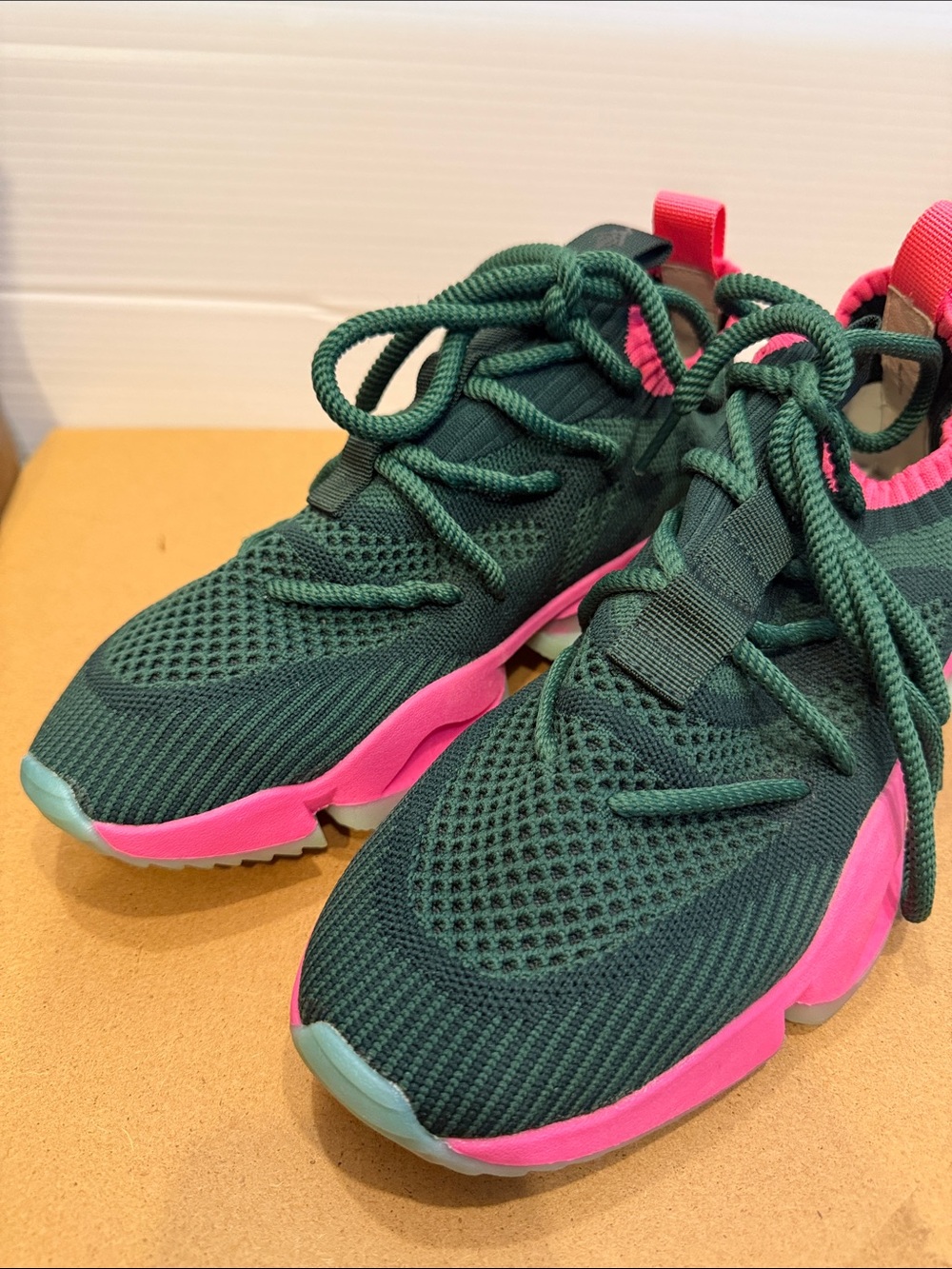 Sia Collection Dark Green and Hot Pink Sneakers